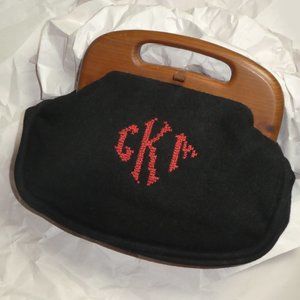 Vintage 1950s Wood Bermuda Bag monogrammed 1-side